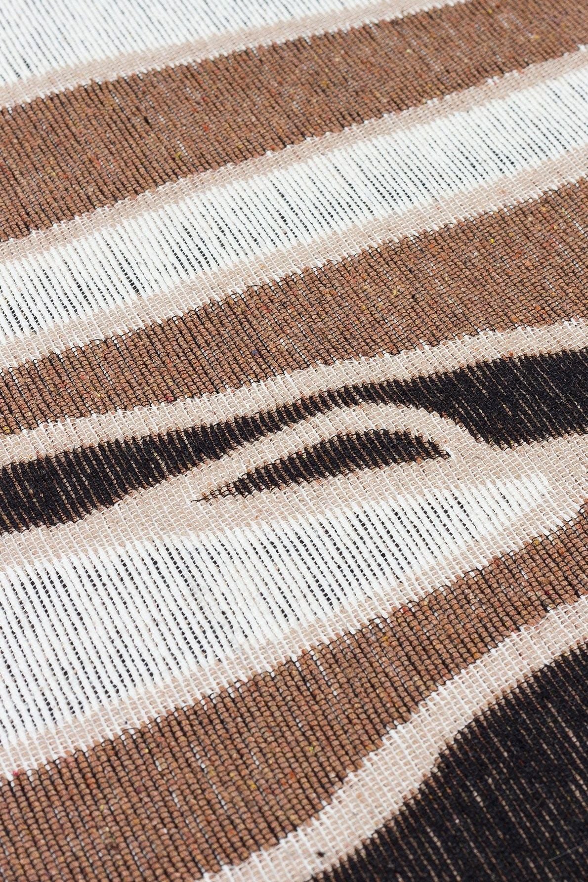 #Turkish_Carpets_Rugs# #Modern_Carpets# #Abrash_Carpets#Anti - Slippery Washable Kilims With Recycled Cotton Arn 06 Brown White