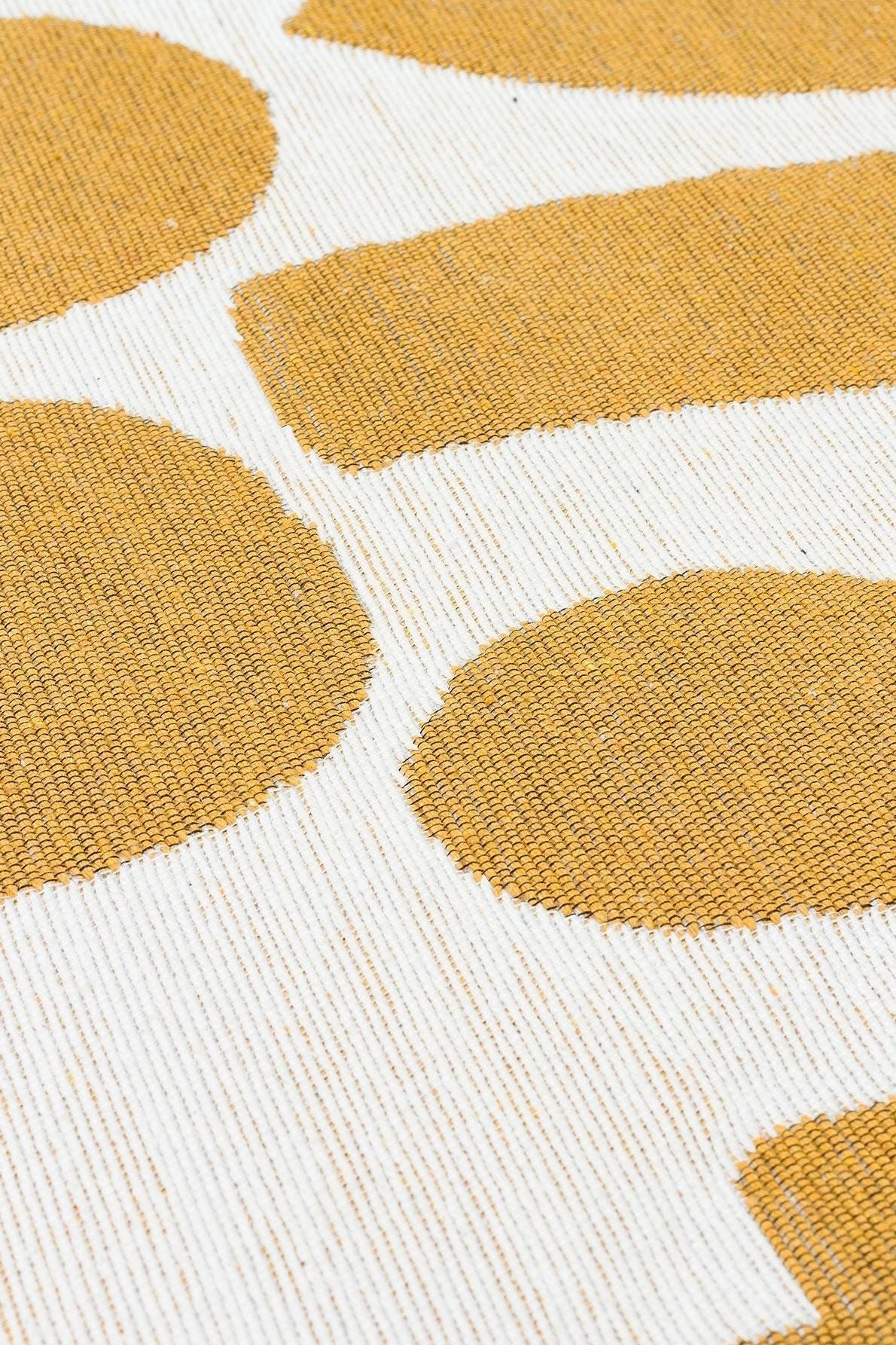 #Turkish_Carpets_Rugs# #Modern_Carpets# #Abrash_Carpets#Anti - Slippery Washable Kilims With Recycled Cotton Arn 07 White Yellow