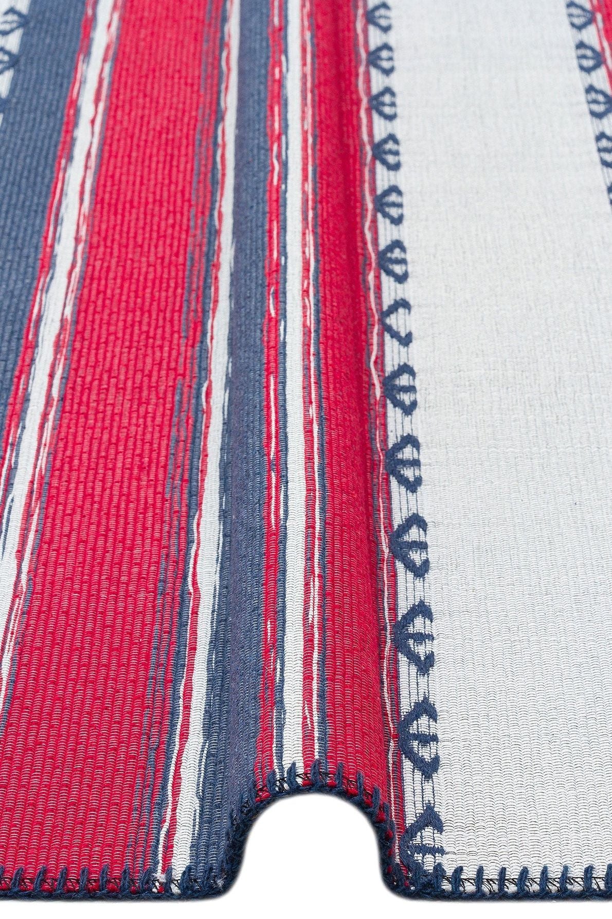 #Turkish_Carpets_Rugs# #Modern_Carpets# #Abrash_Carpets#Modern Kilims With Recycled Cotton Arc 05 Red Navy