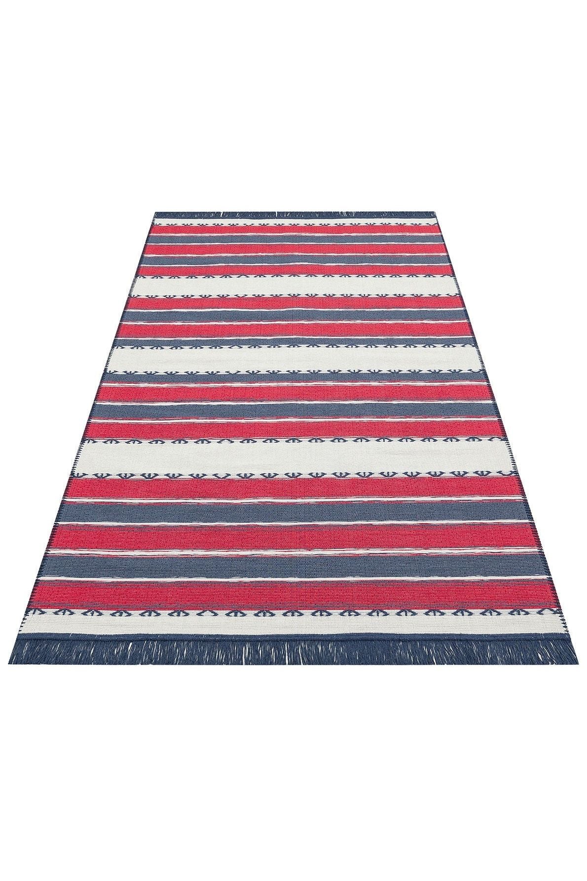 #Turkish_Carpets_Rugs# #Modern_Carpets# #Abrash_Carpets#Modern Kilims With Recycled Cotton Arc 05 Red Navy