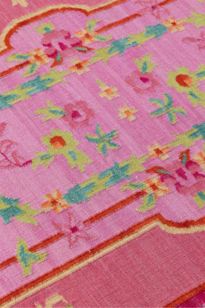 #Turkish_Carpets_Rugs# #Modern_Carpets# #Abrash_Carpets#Floral-Kilim-27-Pink-002-80X300