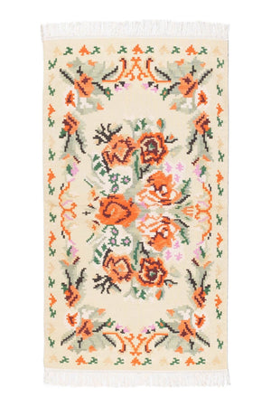 #Turkish_Carpets_Rugs# #Modern_Carpets# #Abrash_Carpets#Floral-Kilim-44-002-White-90X150