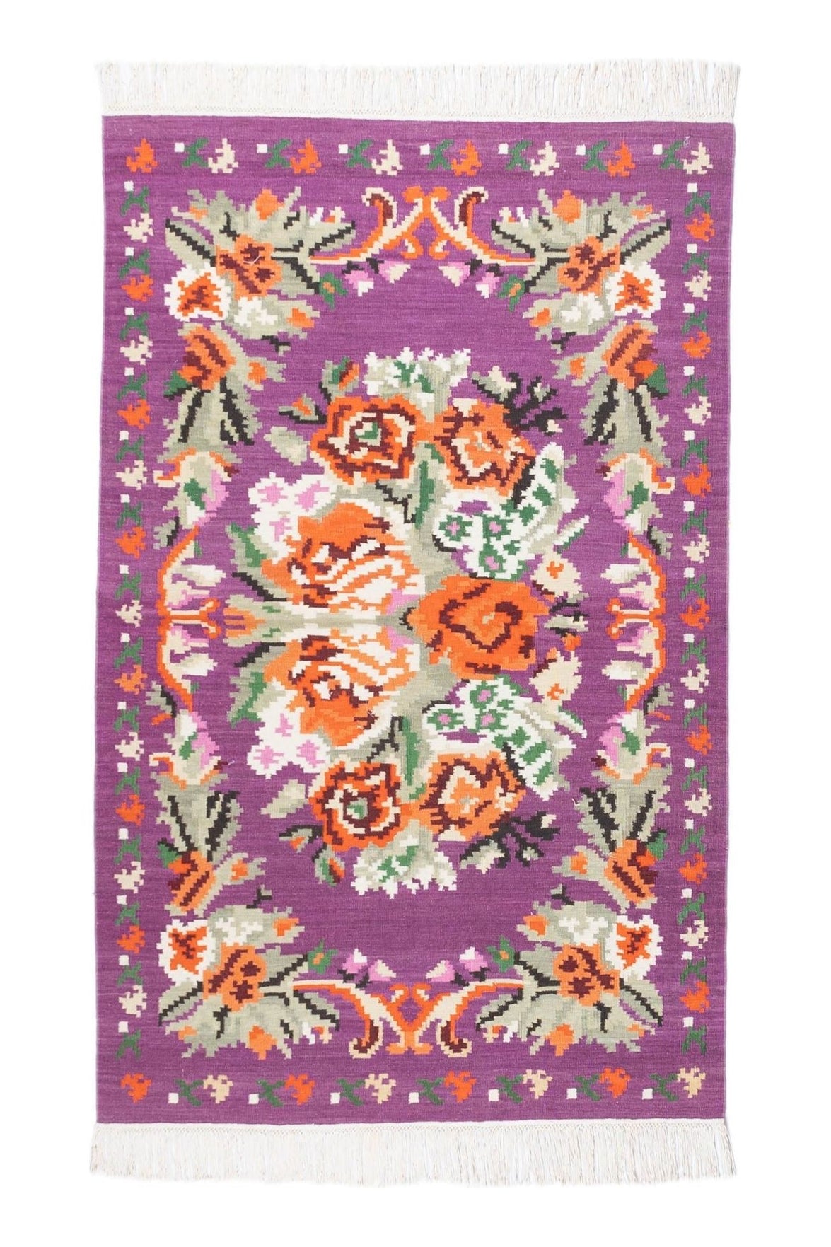 #Turkish_Carpets_Rugs# #Modern_Carpets# #Abrash_Carpets#Floral-Kilim-7242-Purple-120X180