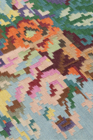 #Turkish_Carpets_Rugs# #Modern_Carpets# #Abrash_Carpets#Floral-Kilim-7244-Indigo-002-90X150