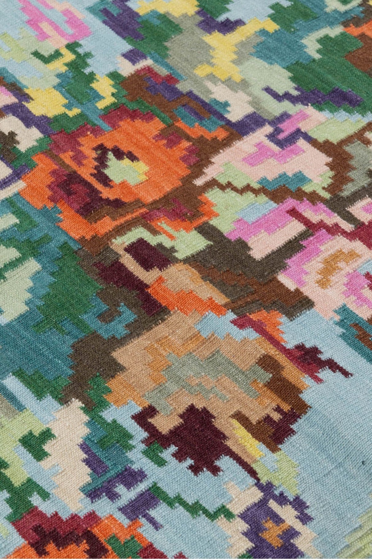 #Turkish_Carpets_Rugs# #Modern_Carpets# #Abrash_Carpets#Floral-Kilim-7244-Indigo-80X300