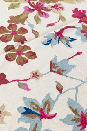 #Turkish_Carpets_Rugs# #Modern_Carpets# #Abrash_Carpets#Floral-Kilim-7245-White-140X200